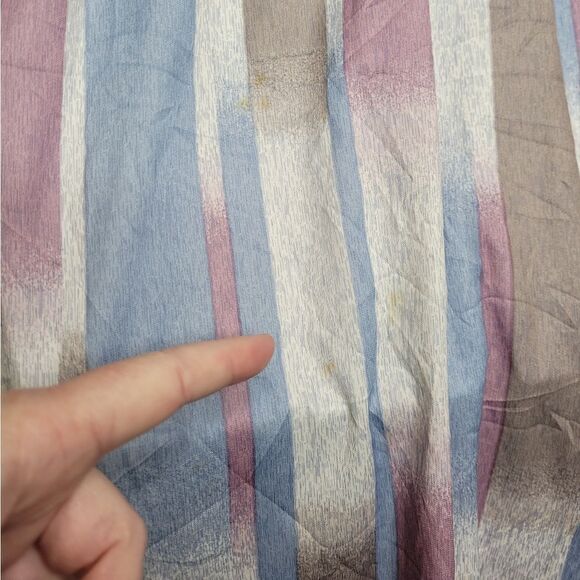 VINTAGE 70s striped short sleeve fit and flare midi day dress M - Picture 4 of 16